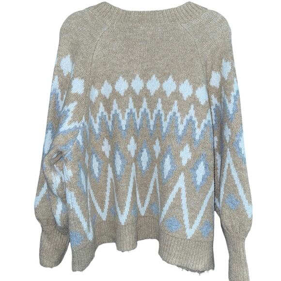 A New Day Fair Isle Sweater 2XL XXL Beige Tan White cozy soft neutral - Picture 6 of 6